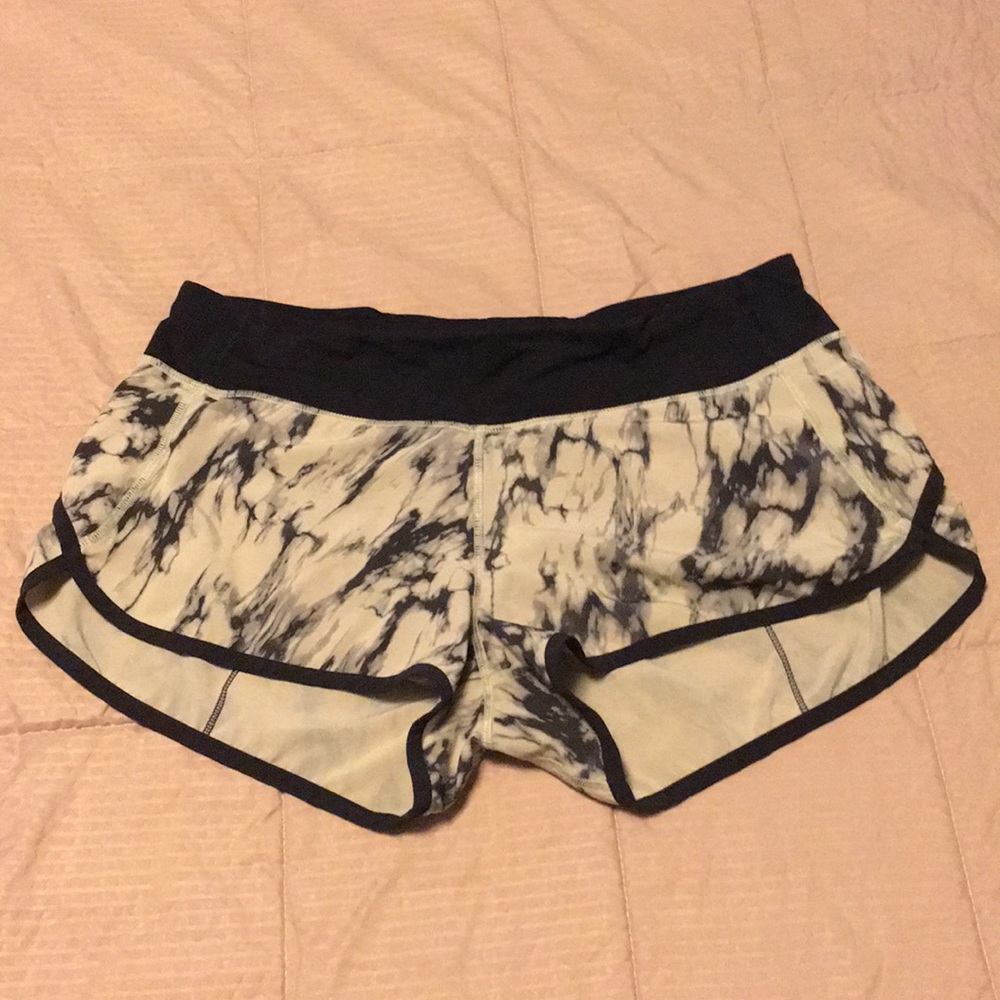 Cream and Black marble printed Lululemon shorts